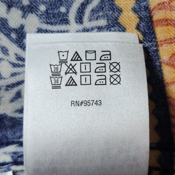 Tasso Elba Men's Silk-Blend Short Sleeve Button-Up Shirt Blue White Orange Sz L - Picture 10 of 11